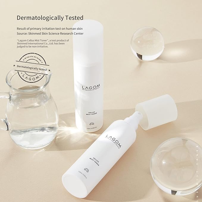 LAGOM Cellus Mist Toner Natural Moisturizing Spray, pH Balance, Subacid, Alcohol-Free, Zero-Irritation, Fragrance-Free, Facial Serum 4.05 Fl Oz