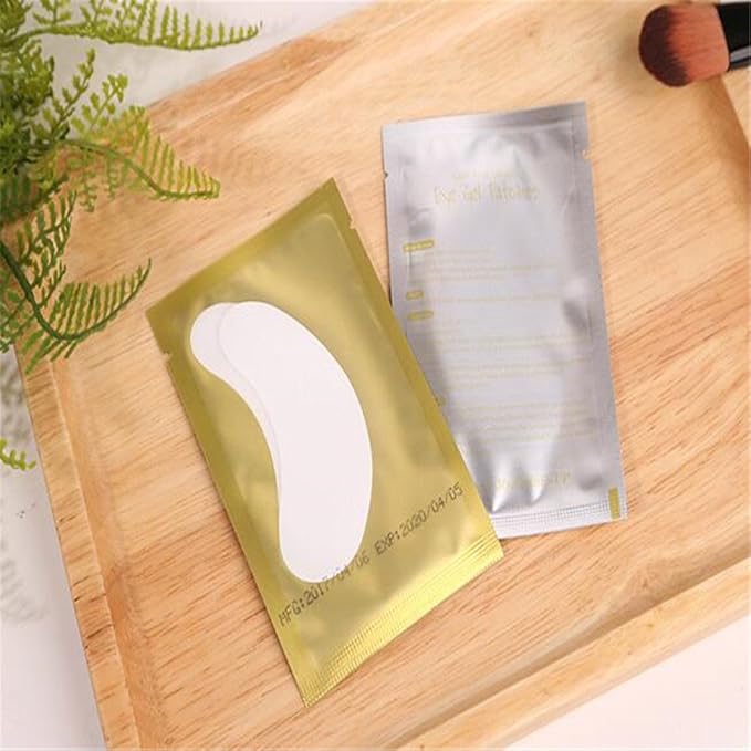 100 Pairs Set,Eye Gel Patches,Under Eye Pads Lint Free Lash Extension Eye Gel Patches for Eyelash Extension Eye (gold)