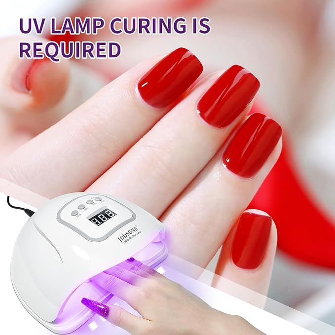 JODSONE 10ml Gel Nail Polish Set 6Colors Black White Red Deep Blue Dark Green Deep Purple All Seasons Neutral Soak Need U V/LED Lamp Curing