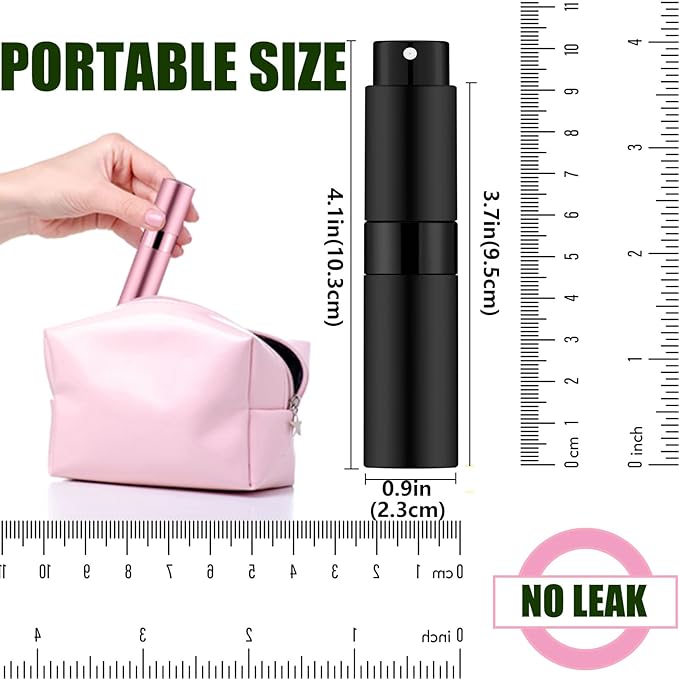 14 PCS/8ML Portable Atomizer Perfume Bottles, Mini Empty Refillable Cologne Spraye Bottle, Pocket Travel Perfume Liquid Sprayer (Matte Black)