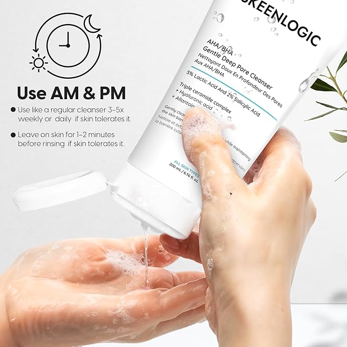 5% Lactic Acid + 2% Salicylic Acid Cleanser –Non-Stripping AHA/BHA Exfoliating Face & Body Wash With Ceramides. Minimizes Pores, Keratosis Pilaris, Acne, Ingrown Hairs & Psoriasis-200ml.