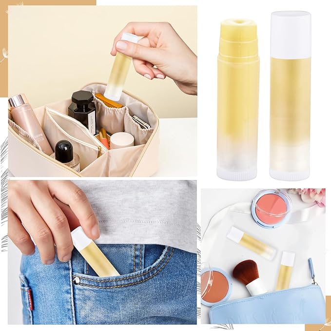 100 Pcs 5.5ml Bulk Empty Lip Balm Tubes Refillable Plastic Lip Gloss Container Travel Lipstick Tubes Chapstick Tubes Holder For DIY Homemade Lip Balm (clear)