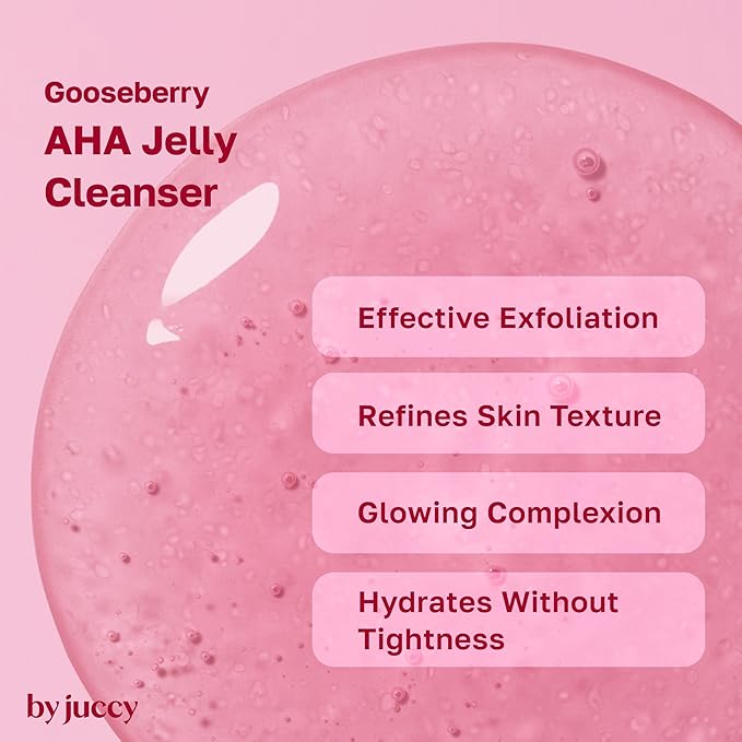 By Juccy Gooseberry AHA Jelly Cleanser | Gentle & Hydrating | Low PH | Glycolic Acid, Indian Gooseberry, Sea Buckthorn | Exfoliates Dead Skin CellsㅣKorean Face Wash | Korean Skin Care | 4.05 Fl.oz