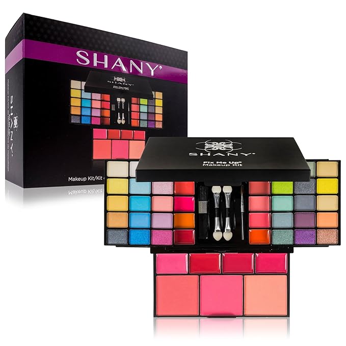 SHANY 'Fix Me Up' Makeup Kit - Eye Shadows, Lip Colors, Blushes, and Applicators (Pack of 4)