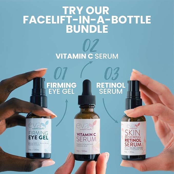 Retinol Serum by Eva Naturals - 2.5% Retinol Serum for Face with Hyaluronic Acid, Vitamin E & Organic Aloe - Retinol Face Serum that Reduce Wrinkles, Fine Lines & Dark Spots - Anti Aging Serum, 2 Pack