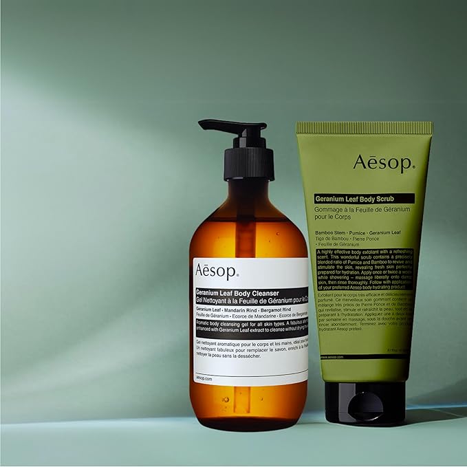 Aesop Geranium Leaf Body Cleanser + Scrub | 16.9 oz + 6.2 oz