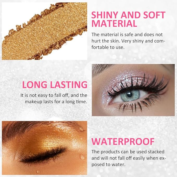 4 Colors Highlight Silver Gold Eyeshadow Palette, SHANY Cosmetics Shimmer Eyeshadow Palette, Cruelty-Free and Vegan Formula, Glitter Shimmer Eyeshadow for Professional Makeup