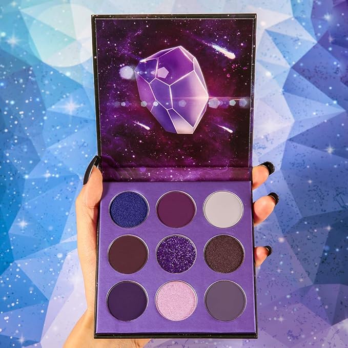 docolor Eyeshadow Palette 9 Colors Gemstone Shadow Palette Highly Pigmented Mattes Shimmers Smokey Glitter Cream Colorful Powder Blendable Long Lasting Waterproof Makeup Palette-Purple