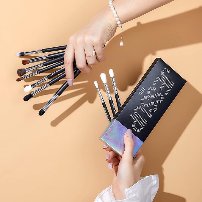 Jessup Eyeshadow Brush Set Professional Eye Blending Brushes for Lid Small Fluffy Soft Eye Brushes 10pcs, T331