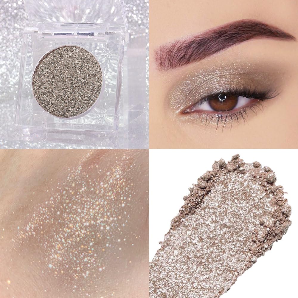 Taupe Gray Brown Monochrome Shimmer Eyeshadow Palette Makeup,Long Lasting Naturing-Looking Lightweight Glitter Single Eyeshadow,Neutral Powde Eye Shadow for Older Women