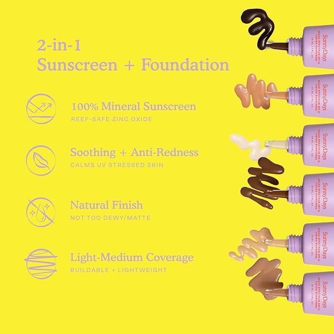 Tower 28 Beauty SunnyDays SPF 30 Tinted Mineral Sunscreen - For Sensitive Skin - 2-in-1 Facial Broad Spectrum UVA/UVB Protection + Foundation - Shade 60 THIRD ST, 1 Fl Oz