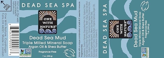 One With Nature Dead Sea Mud Soap 4oz 3-Pack – Purifying and Exfoliating Soap Bar with Dead Sea Salt Minerals for Face & Body, for Men & Women