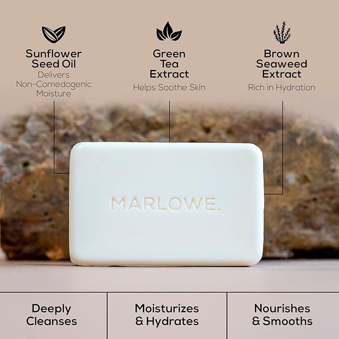 MARLOWE. No. 105 Bar Soap for Men 7 oz (3 Bars) Moisturizing Body Soap, Nourishing & Refreshing with Natural Extracts, Shea Butter, Olive Oil & Green Tea Extracts, Original Sage & Fir Scent