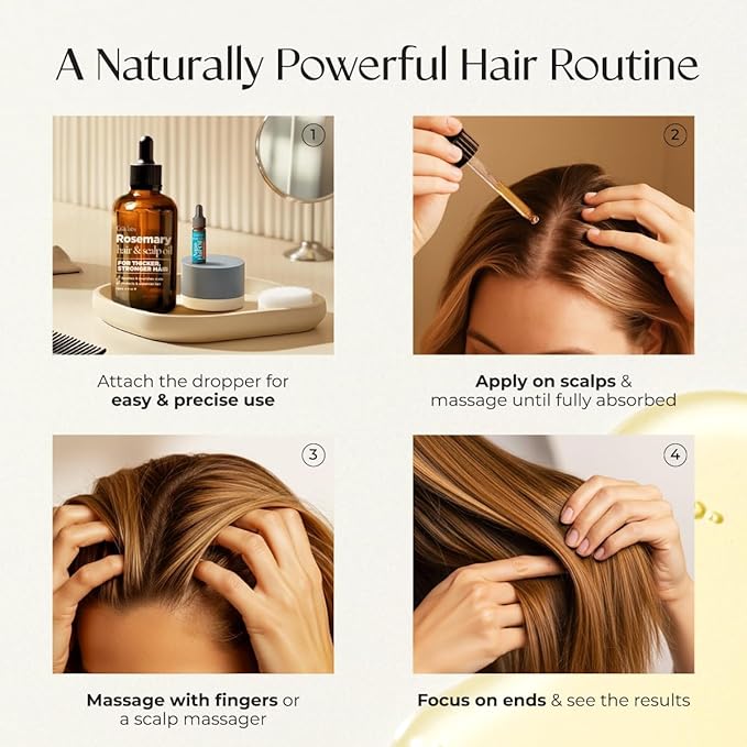 Gya Labs Rosemary & Castor Hair Growth & Styling Oil - 4 Fl Oz - Rosemary to Strengthen Hair - Protect & Tame Frizz, Dry Scalp - Hair & Scalp Hydration with 0.17 Fl Oz Deep Revival Argan Oil