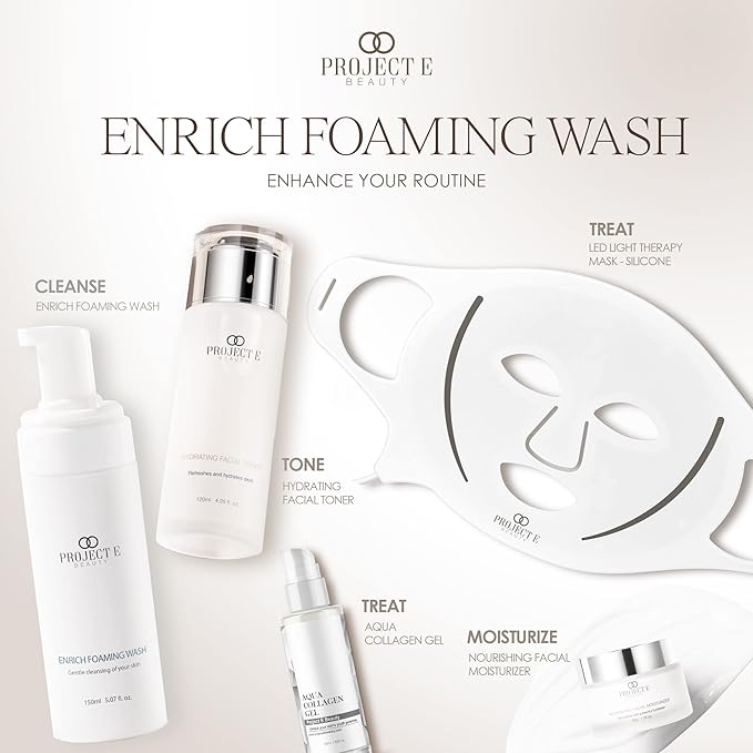 Project E Beauty Enrich Foaming Wash Gentle Cleansing | Moisturizing Daily Face Cleanser | Removes Dirt & Excess Oil | Brightens Skin | Hydrating Formulation | Clear & Smooth Skin | 150ml