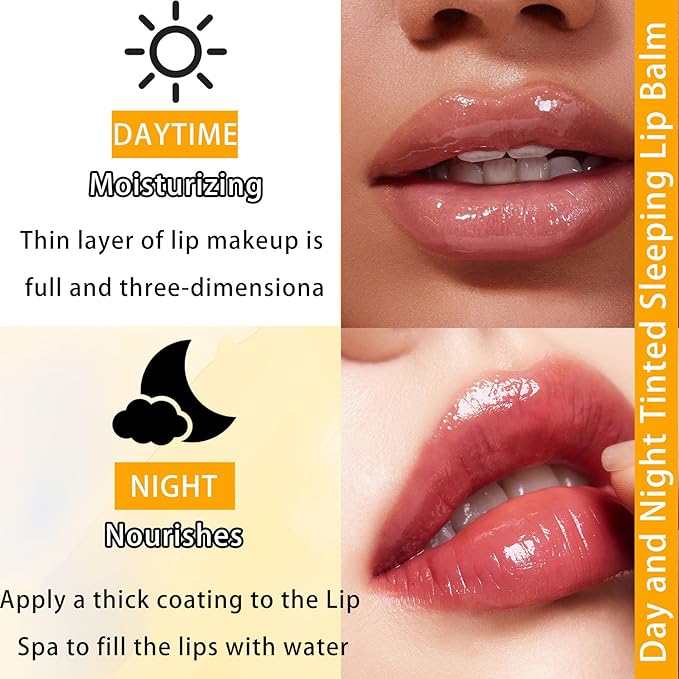 3 Pcs Bee Lip Balm Honey Pot with Stick,Moisturizing Lip Mask Overnight,Day and Night Tinted Sleeping Lip Balm,Hydrating Lip Scrubs Exfoliator & Moisturizer