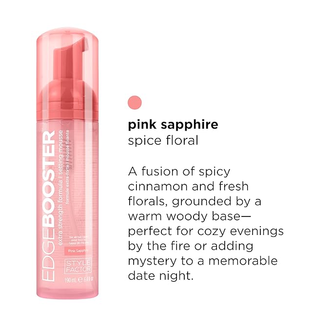 Style Factor EDGE BOOSTER Extra Strength Setting Mousse – Frizz Control, Extra Volume, and Conditioning – 2.5oz Pink Sapphire Mousse for Curly Hair