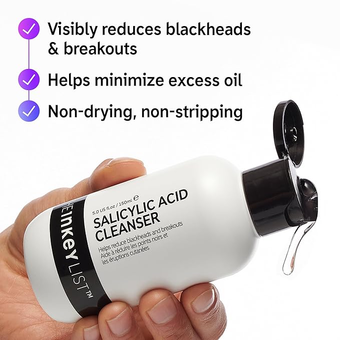 The INKEY List Salicylic Acid Cleanser, Face Wash for Blemishes, Blackheads, Oily Skin and Breakouts, Non-Drying Facial Cleanser Safe for All Skin Types, 5.0 fl oz