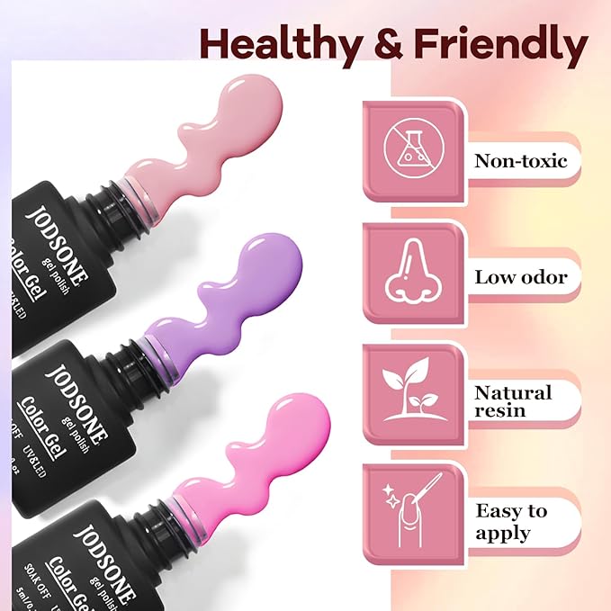 JODSONE 100 Bottles of Gel Nail Polish Kit with U V Led Light 95 Multiple Glossy Glitter Colors Mint Green Light Pink Nail Gel Base Coat Glossy and Matte Top Coat Gel Polish Kit
