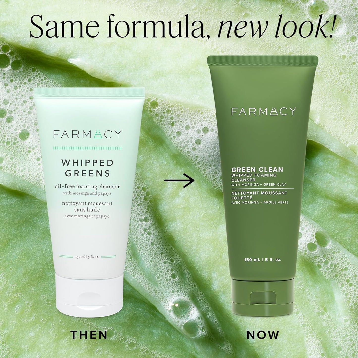 Farmacy Foaming Face Wash for Oily Skin - Whipped Greens Oil-Free Gentle Facial Cleanser & Exfoliator - Infused with Green Clay to Remove Impurities, Control Oil & Maintain Skin Hydration (50ml)