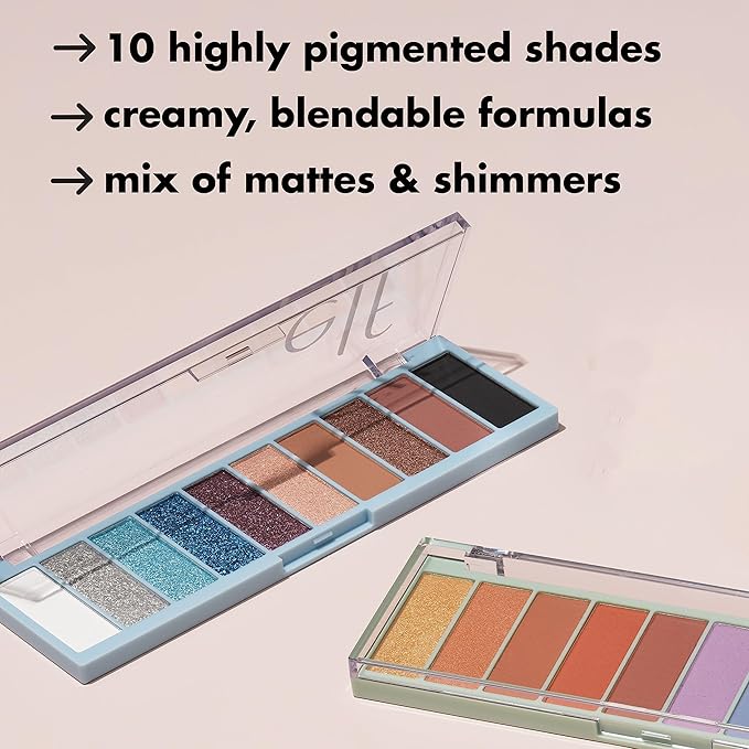 e.l.f. Perfect 10 Eyeshadow Palette, Ten Ultra-Pigmented Bright & Colorful Shades, Blendable Formula, Vegan & Cruelty-Free, So Bright Now
