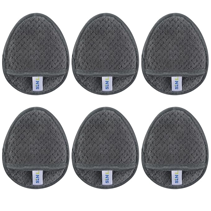SINLAND Reusable Makeup Remover Pads For Face,Eye,Lips Microfiber Gentle Facial Cleansing Cloths for All Skin Types Friendly for Makeup Remover With Laundry Bag 5.1inchx3.93inch Gray Pack of 6