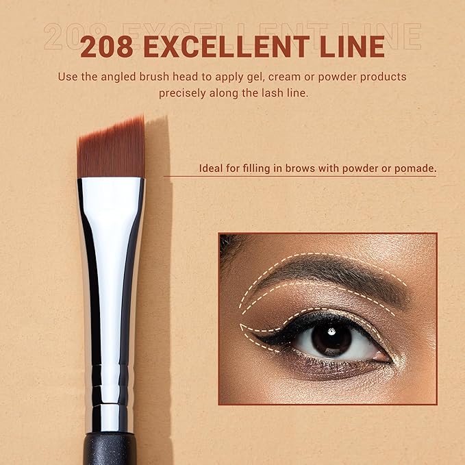 Jessup Angled Eyeliner Brush Set,3pcs Pro Precision Eye Liner Brush Fine Winged Ultra Thin Slanted Gel Liquid EyeLiner Makeup Brushes, Black T345