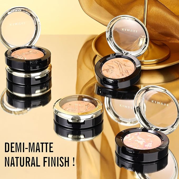 KIMUSE Lighting Glow Baked Foundation, Brighten Color, Color Corrector, Buildable Coverage, Lightweight Powder Foundation, Radiant Natural Finish