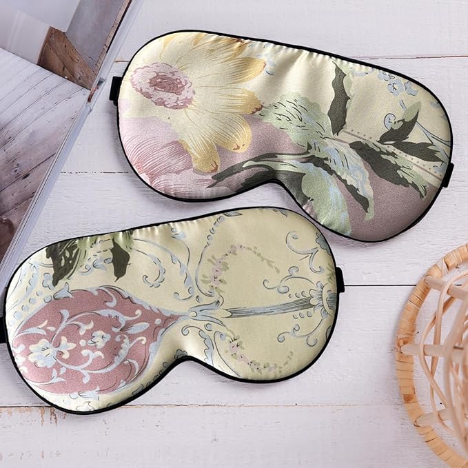 100% Pure Silk Eye Mask Sleep Eye Mask Eye Cover Eyeshade Sleeping Eye Mask Floral Colors (#28)