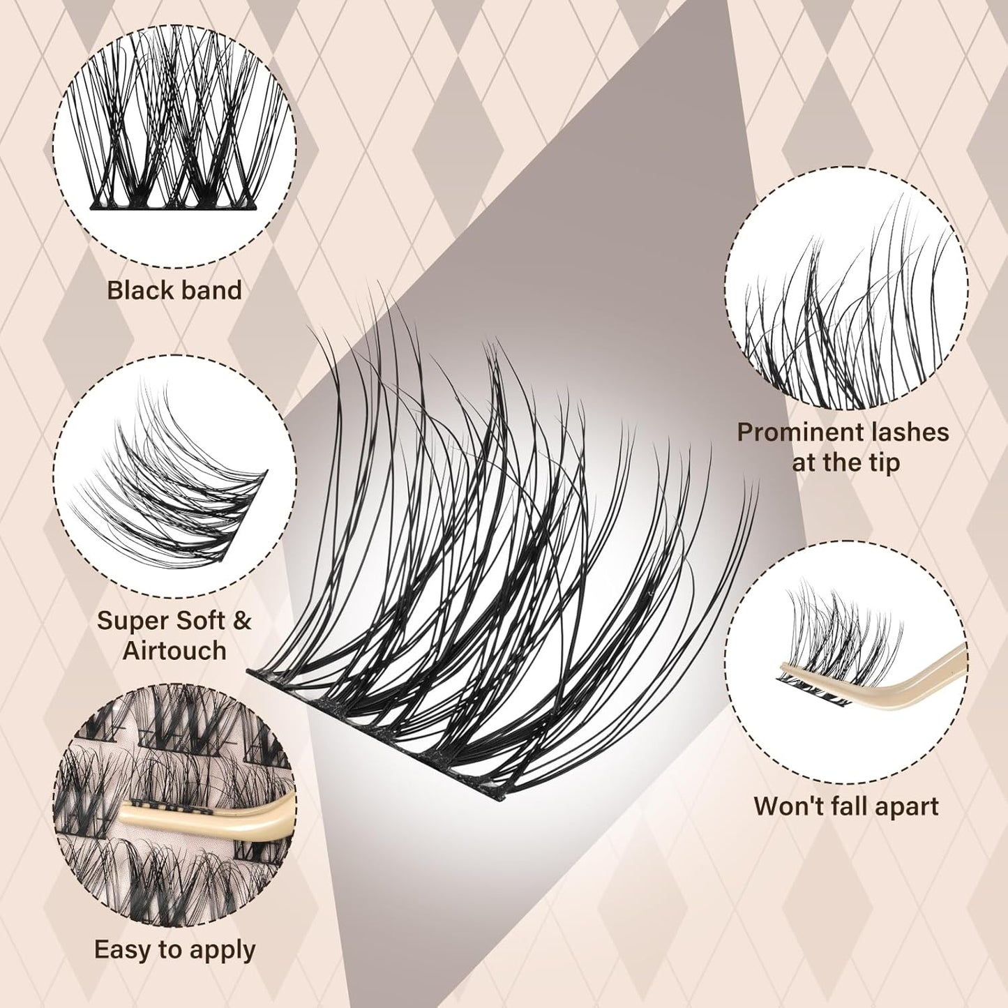 JMS&JMS Lash Clusters Kit Lash Extension Kit with Lash Bond and Seal Eyelash Applictor Lash Remover Eyelash Brush Lash Extension Kit for Beginner (3D BABY SOFIA-8-18mix)