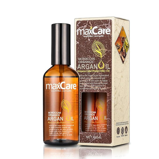 MaxCare Moroccan Argan Oil Hair Serum – Color Protect & Nourishing Treatment for Frizz Control, Shine & Heat Protection, 100ml – Lightweight, Non-Greasy, Sulfate-Free