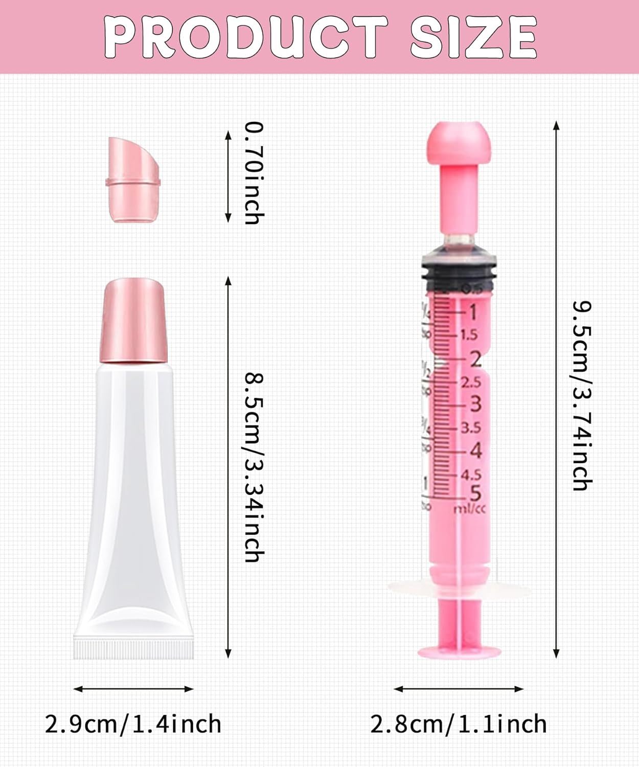 8PCS Empty Lip Gloss Tubes - 10ml Clear Lip Balm Tubes with 5ml Syringes - Refillable Squeeze Tubes for Lip Gloss - Mini Cosmetic Soft Tubes for DIY Lip Gloss and Travel Toiletries