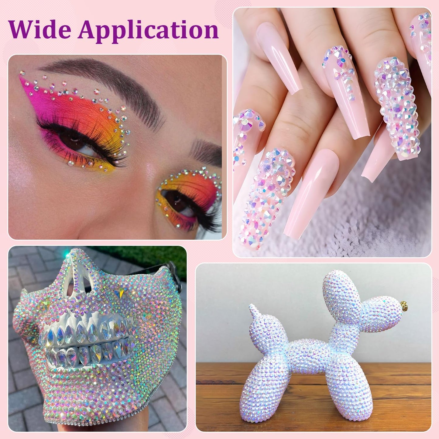 30000Pcs White AB Rhinestones for Bedazzling with B7000 Jewelry Glue, Bedazzler Kit Flatback Gems, Resin Rhinestones for Crafting Crafts Clothing Shoes Fabric Nail Art Assorted Size 2/3/4/5/6mm