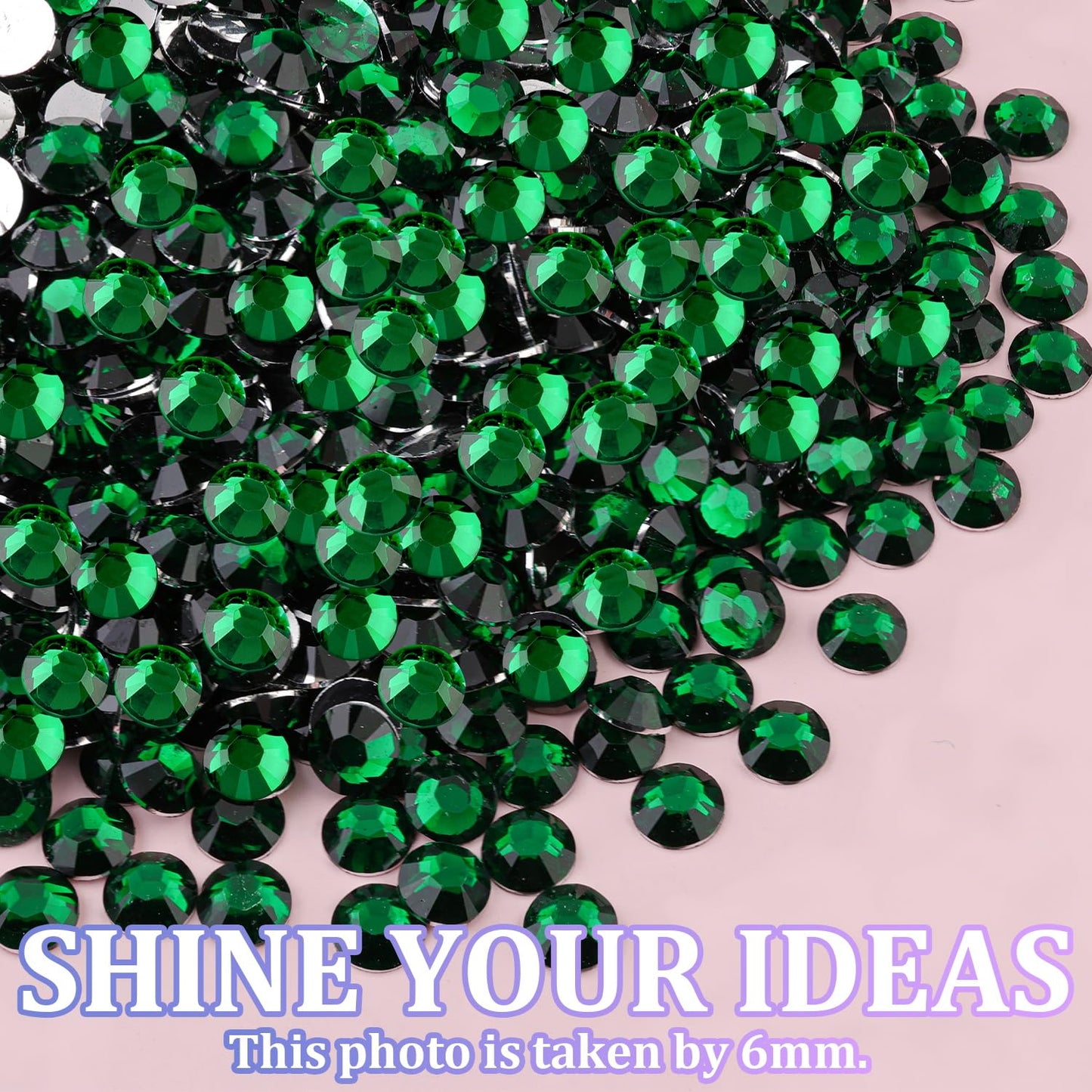 25000Pcs Resin Rhinestones for Crafting, Emerald Green 2-6mm Mixed Sizes Non Hotfix Flatback Gems, Bedazzling Crystal for DIY Crafts Clothing Tumblers Mugs Shoes Fabric Nail Art