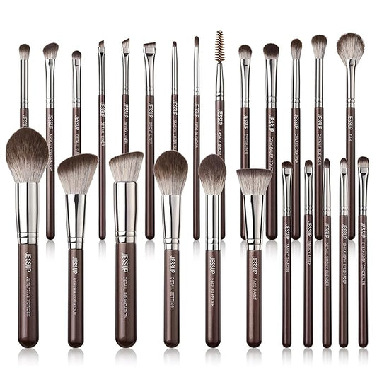 Jessup Makeup Brushes Set Professional 25pcs Premium Synthetic Make up Brushes for Foundation Eyeshadow Blending Concealer Blush Contour Bronzer Eyeliner Eyebrow, Shimmer Brown T511