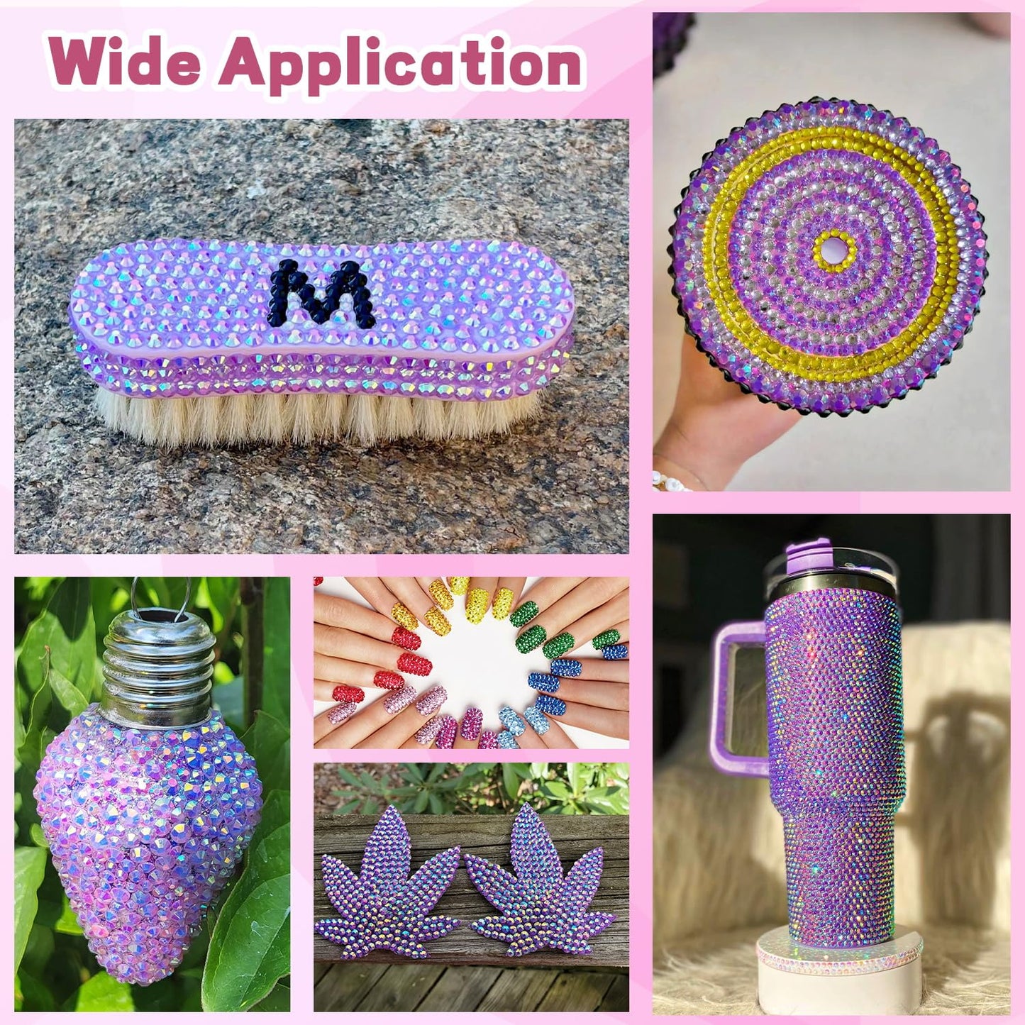 20000Pcs Purple Rhinestones for Bedazzling with 1Pcs B7000 Jewelry Glue, Resin Rhinestones for Crafting Crafts DIY, Bedazzler Kit Gems for Clothing Shoes Tumblers Nail Art Assorted Size 3/4/5/6mm