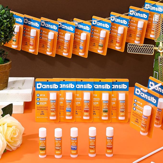 5 Pcs Sunscreen Lip Balms Bulk SPF 30 Lip Balms Stick with Sunscreen Employee Staff Appreciation Gifts Bulk Team Coworkers Christmas Party Gifts for Outdoor Travel Beach