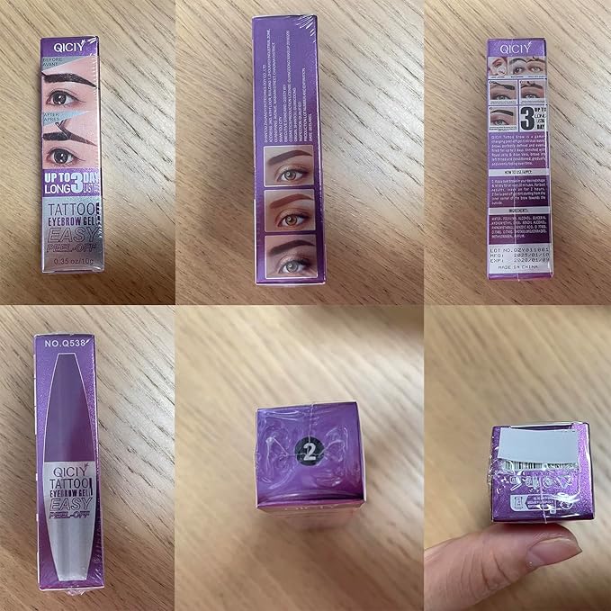 2pcs Gray Brown Tattoo Eyebrow Gel Tinting, Waterproof & Transfer-proof for Fuller Brows, Suitable for All Skin Types (Gray Brown, 2Pcs)