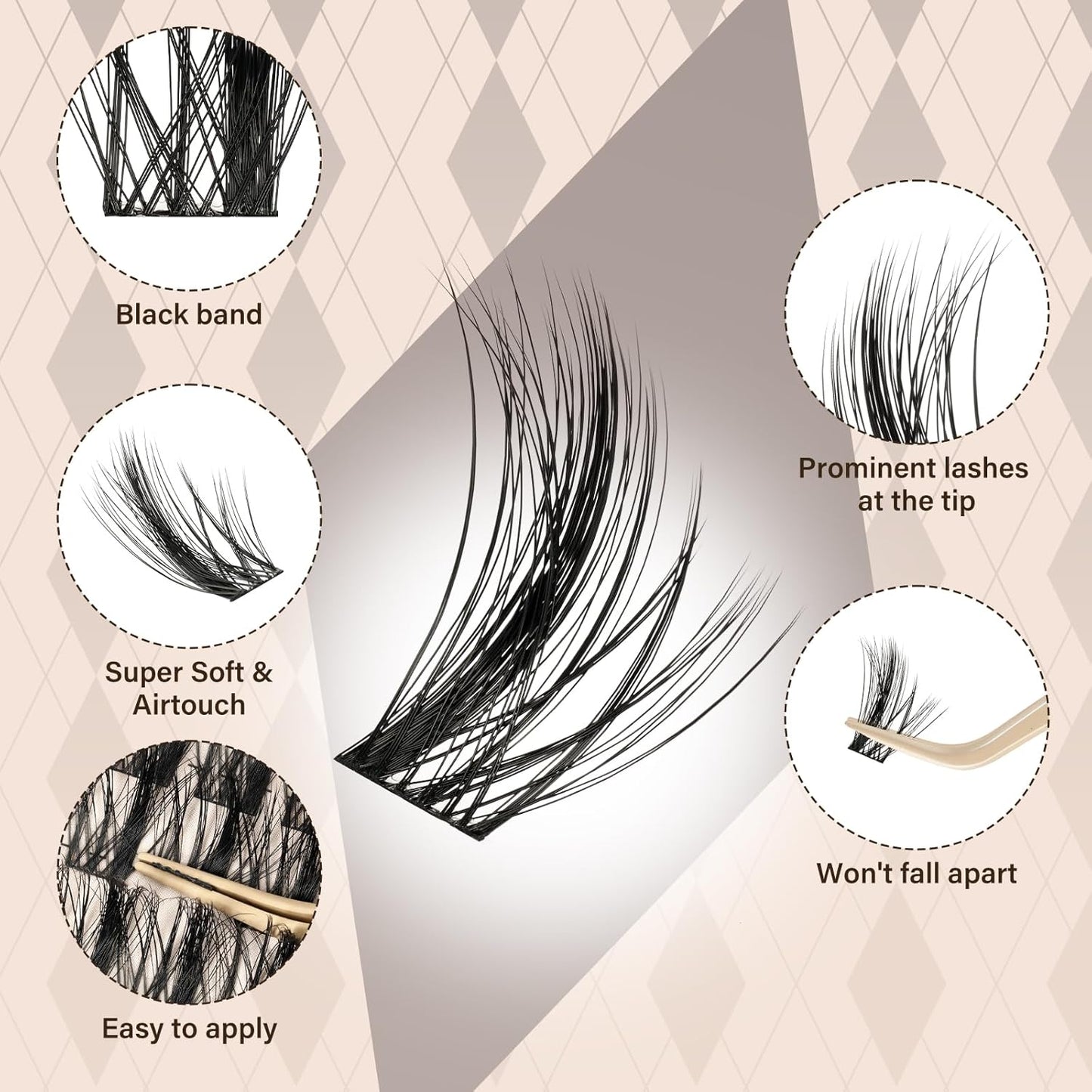 JMS&JMS 156Pcs Lash Clusters CC Curl 8-18mm Eyelash Clusters Wispy DIY Lash Extensions Super Thin Band Soft and Easy to Wear (Side Spike-8-18mix)