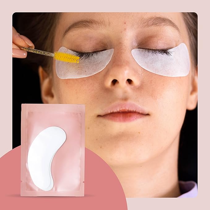 50 Pairs Under Eye Pads, Hydrogel Eye Patches for Eyelash Extension, Lash Gel Pad, Eyelash Extension Gel Patches, DIY False Eyelash Makeup Eye Gel Pad, Fit Most Eye Shape Stick Well