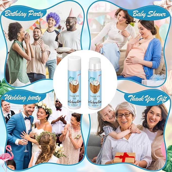 48 Pcs Beach Wedding Favors Thank You Lip Balms Bulk Wedding Lip Balm Appreciation Gift Flamingo Lip Balms Tropical Bridal Lip Balm for Guest Bridesmaid Bachelorette Party Graduate Teacher