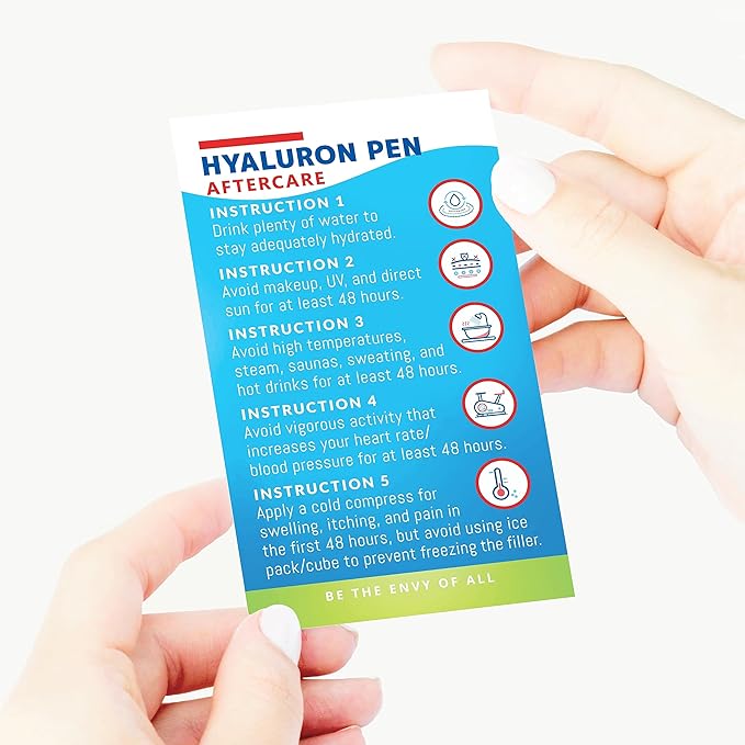 100 Pack - Premium Hyaluron Pen Lip Filler Aftercare Instructions Card 2 x 3.5" Accessories Supplies Kit Care - HP12A100_N