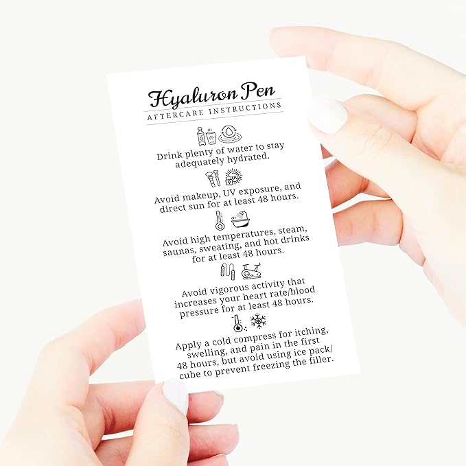 100 Pack - Premium Hyaluron Pen Lip Filler Aftercare Instructions Card 2 x 3.5" Accessories Supplies Kit Care - HP07A100_N