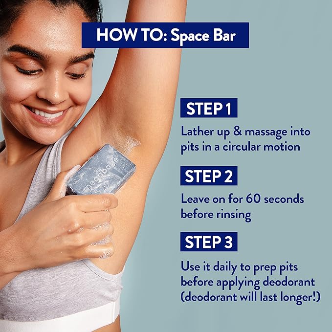 Megababe Underarm Bar Soap - Space Bar | With Detoxifying Charcoal for Odor Control | 4.5 oz