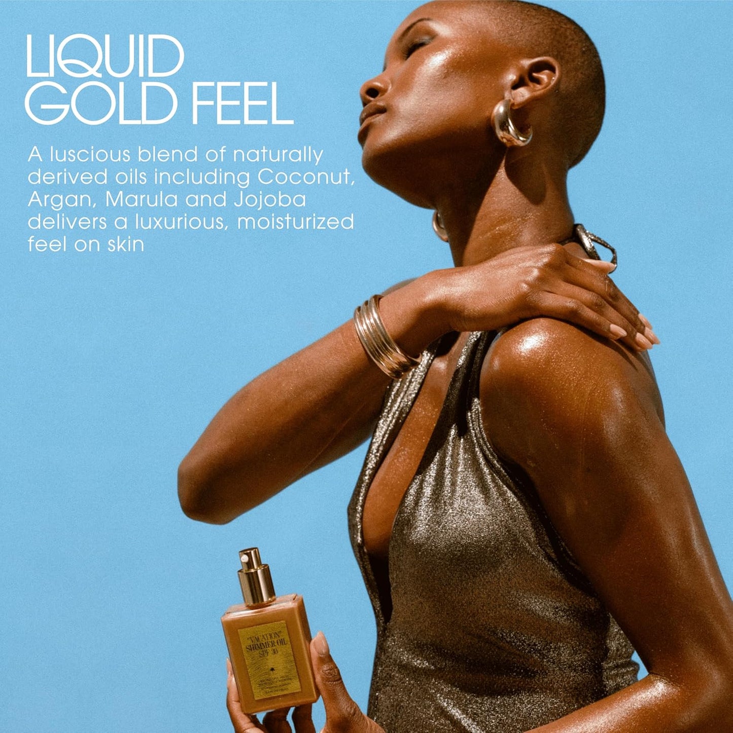 "VACATION" Shimmer Oil SPF 30 by Vacation, Shimmering Body Sunscreen, Water-Resistant, Enhances All Skin Tones, Dermatologist-Tested, Vegan, Travel Size, 2.9 Fl. Oz.