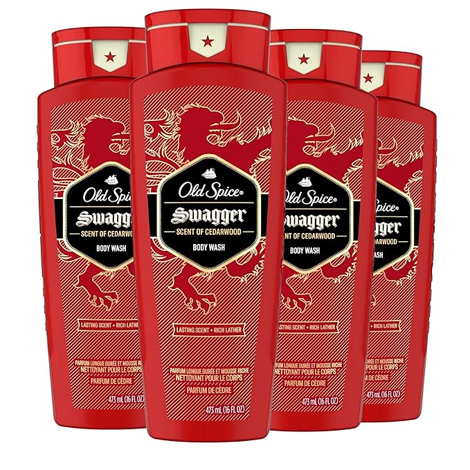 Old Spice Men's Body Wash Swagger Scent, 24/7 Shower Freshness, 16 Fl Oz (Pack of 4)
