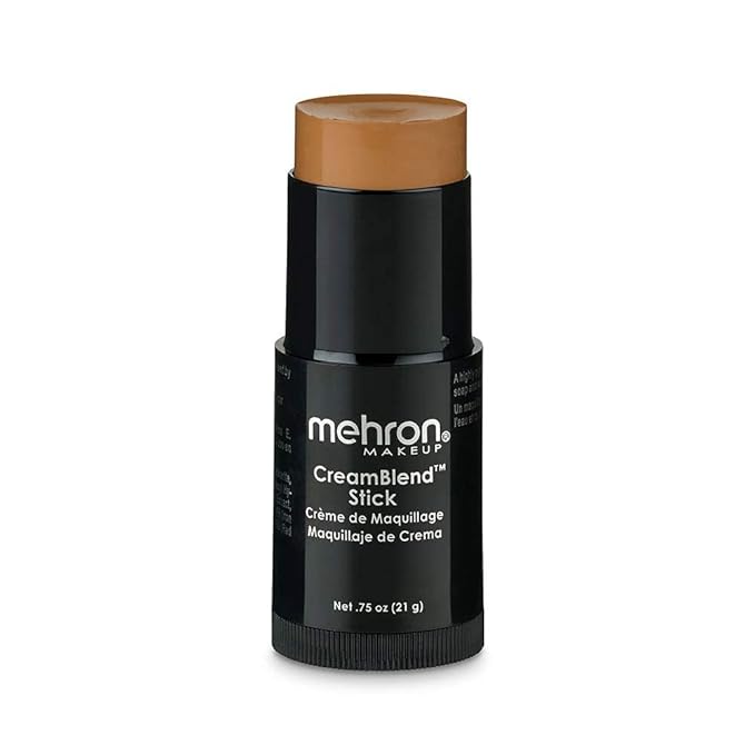 Mehron Makeup CreamBlend Stick | Face Paint, Body Paint, & Foundation Cream Makeup | Body Paint Stick Perfect for Halloween .75 oz (21 g) (Medium Dark 1)