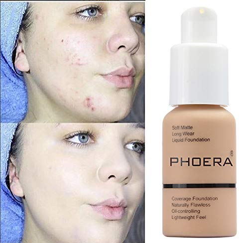 2 Pack PHOERA Foundation, Full Coverage Foundation, Flawless Soft Matte Liquid Foundation Makeup for Women.(103# Warm Peach)
