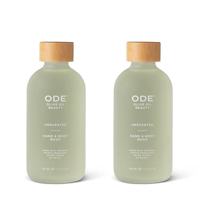 McEvoy Ranch Unscented Hand & Body Wash (2-pack) by ODE Olive Oil Beauty, Organic EVOO, California Made, Nourishing Foaming Wash