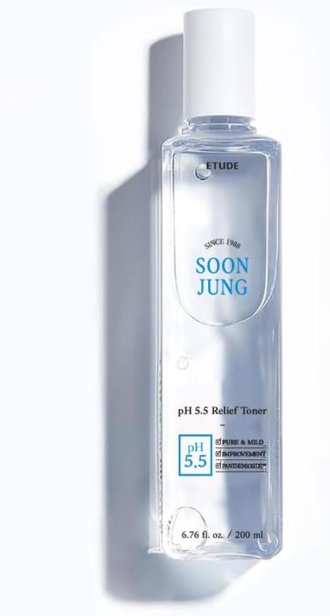 ETUDE SoonJung pH5.5 Relief Toner, Toner for Face, Hydrating Toner for Sensitive Skin, Vegan Face Toner, Panthenol, Madecassoside, Moisturizer, Korean Skin Care, Korean Toner, Beauty (6.76 Fl Oz)